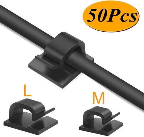 50pcs Adhesive Cable Clips, Transparent, Wire Clips, Car Cable Organizer, Cable Holder, Cable Wire Management, Cable Holder for Car, Office and Home（Included M Size and L Size Cable Clips in Saudi Arabia