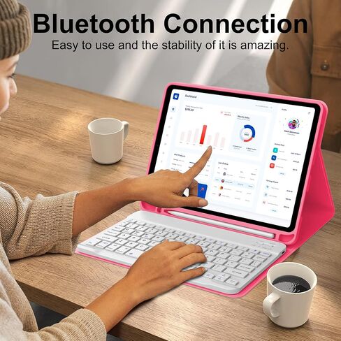 حافظة KVAGO لجهاز iPad الجيل العاشر مع لوحة مفاتيح 10.9 بوصة 2022 - لوحة مفاتيح بلوتوث، 7 ألوان خلفية، لاسلكية قابلة للفصل، حامل أقلام مدمج - حافظة فوليو ذكية باللون الأسود in Saudi Arabia
