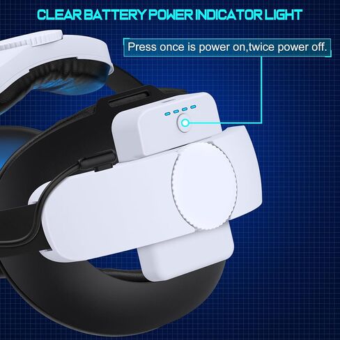 2x7500mAh Head-Strap-Rechargeable-Battery-Pack for Oculus Quest 2, Lightweight Power with LED Indicator for Extended 4 Hours Playtime - with Charging Dock(Only Suitable for Our Head Strap) in Kuwait
