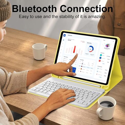 حافظة KVAGO لجهاز iPad الجيل العاشر مع لوحة مفاتيح 10.9 بوصة 2022 - لوحة مفاتيح بلوتوث، 7 ألوان خلفية، لاسلكية قابلة للفصل، حامل أقلام مدمج - حافظة فوليو ذكية باللون الأسود in Saudi Arabia