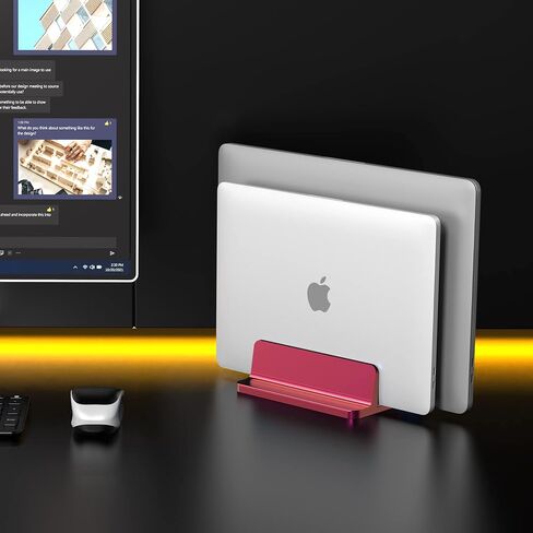 [Upgraded Dock Version] Vertical Laptop Stand, Adjustable 2 Slot Aluminum Desktop Holde(Up to 17.3 inch), Fits All MacBook/Microsoft Surface/HP/Dell/ChromeBook/iPad and Gaming Laptops (Red) in Saudi Arabia