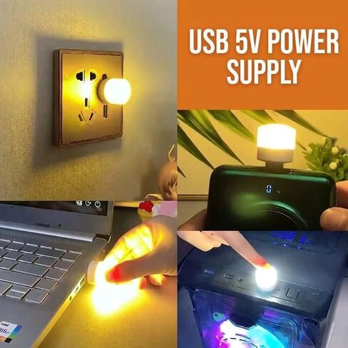 YUANQIAN Plug in LED Night Light Mini USB LED Light مرن USB LED ضوء محيط صغير USB LED ضوء، LED لمبة سيارة محمولة، داخلي، خارجي، قراءة، نوم (16 حزمة، دافئ) in Kuwait