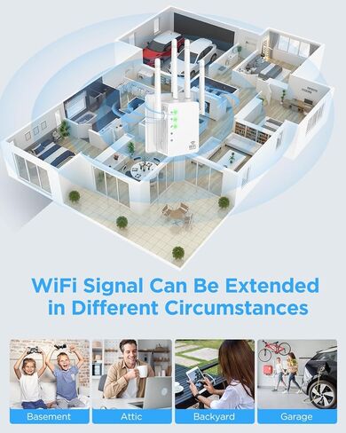 معزز إشارة موسعات WiFi للمنزل طويل المدى يصل إلى 12880 قدم مربع و105 أجهزة، معزز إشارة موسع WiFi، معزز شبكة WiFi موسع الإنترنت، موسع WiFi طويل المدى، موسع WiFi 1200 ميجا بت في الثانية in Kuwait