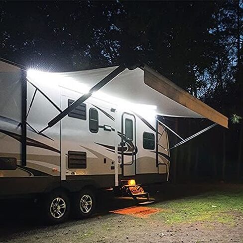 أضواء المظلة RV، 12 فولت 16.4 قدم، أضواء المظلة للتخييم RV باللون الأبيض، أضواء LED لمقطورة السفر المتنقلة، أضواء الشريط الخارجي RV المقاومة للماء، أضواء RV الخارجية in Saudi Arabia