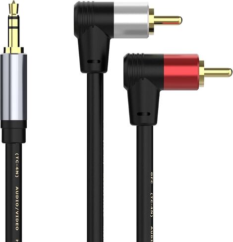 كابل مقسم صوت AUX ستيريو Y مقاس 3.5 مم إلى RCA، كابل 3.5 مم إلى RCA، محول RCA من 3.5 مم إلى 2 ذكر كابل AUX سلك AV للهواتف الذكية، MP3، الأجهزة اللوحية، مكبرات الصوت، المسرح المنزلي، HDTV (4.9FT) in Kuwait