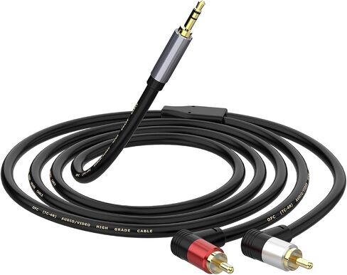 كابل مقسم صوت AUX ستيريو Y مقاس 3.5 مم إلى RCA، كابل 3.5 مم إلى RCA، محول RCA من 3.5 مم إلى 2 ذكر كابل AUX سلك AV للهواتف الذكية، MP3، الأجهزة اللوحية، مكبرات الصوت، المسرح المنزلي، HDTV (4.9FT) in Kuwait