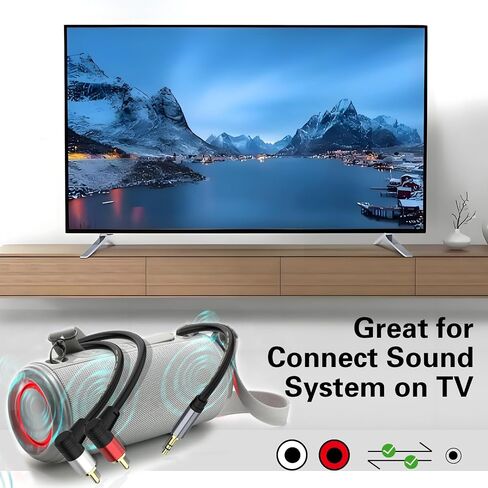 كابل مقسم صوت AUX ستيريو Y مقاس 3.5 مم إلى RCA، كابل 3.5 مم إلى RCA، محول RCA من 3.5 مم إلى 2 ذكر كابل AUX سلك AV للهواتف الذكية، MP3، الأجهزة اللوحية، مكبرات الصوت، المسرح المنزلي، HDTV (4.9FT) in Kuwait