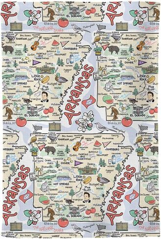 Fish Kiss 16"x24" Arkansas Map Towel is 100% Microfiber Waffle Weave Help You Explore in Detail – Our Super Absorbent & Soft, Machine Washable State Map Towel is Stain & Wrinkle Resistant in Saudi Arabia