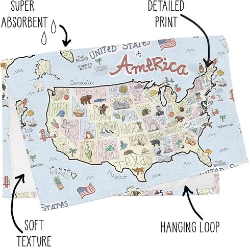 Fish Kiss 16"x24" Arkansas Map Towel is 100% Microfiber Waffle Weave Help You Explore in Detail – Our Super Absorbent & Soft, Machine Washable State Map Towel is Stain & Wrinkle Resistant in Saudi Arabia