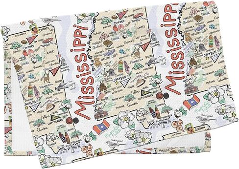 Fish Kiss 16"x24" Arkansas Map Towel is 100% Microfiber Waffle Weave Help You Explore in Detail – Our Super Absorbent & Soft, Machine Washable State Map Towel is Stain & Wrinkle Resistant in Saudi Arabia