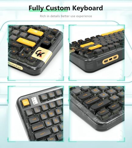 GK GAMAKAY TK75PRO Aluminum Alloy Mechanical Keyboard Gasket Mounted, Hot Swappable KTT Hyacinth Switch 2.4GHz Wireless BT5.0 USB-C 75% Cherry 81 Keys Custom RGB Backlit Gaming Keyboard (Black) in Saudi Arabia