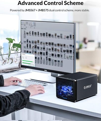 ORICO 5 Bay External Hard Drive Enclosure Magnetic Aluminum 3.5inch USB C to SATA HDD Enclosure for Enterprise Storage Expansion Up to 80TB(5X16TB) with Build-in Fan and 78W Power Supply - NS500C3 in Saudi Arabia