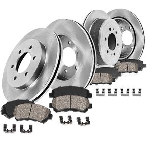Callahan Front and Rear Drilled Slotted Brake Disc Rotors and Ceramic Brake Pads + Hardware Brake Kit For 2015 2016 2017 2018 2019 2020 Chevy Colorado GMC Canyon 6 Lug