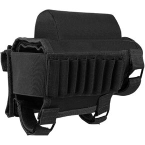 AIRSSON Tactical Rifle Cheek Rest Holder with 2 Molle Pouch for 8 Grid Shells and 2 Different Heights Cheek Pad .22 .223 Cal .308 30-06 .300 .303 & 7.62mm