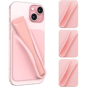 4PCS Lip Gloss Adhesive Sleeve for Cell Phone, Silicone Lip Phone Holder Back Stick on Case for iPhone Android Galaxy Smartphones (4 Pcs White)