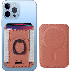 for Magsafe Wallet, Strong Magnetic Wallet, for iPhone Wallet Magsafe with Ring Grip, for iPhone 16/15/14/13/12 Series, Fit 7 Cards, Vegan Leather, RFID Blocking, Brown