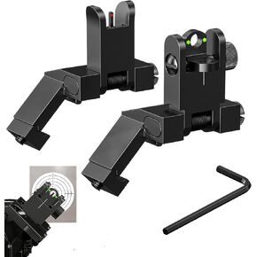 45 Degree Offset Flip Up Iron Sights | Aluminum Flip Up Sights | Canted Iron Sights Flip Up | Flip Up Iron Sights for Picatinny Rail Metal | Low Profile Flip Up Iron Sights | Black 45° Iron Sights