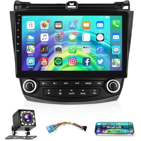 Android Car Stereo Radio for Honda Accord 2003 2004 2005 2006 2007,Podofo 10.1 inch HD IPS Touch Screen Car Stereo in Dash Navigation GPS Units with Mirror Link WiFi Bluetooth FM/RDS Backup Camera Mic