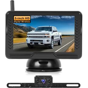 Wireless Backup Camera 5 Inch HD IPS Screen Plug and Play Easy to Install DIY Guide Lines Night Vision Rear View Camera for Car/Truck/Pickup/SUV/Van/Camper