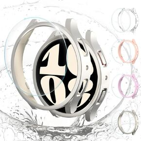[5+5Pack] SPGUARD Galaxy Watch 6 Classic 47mm Case Screen Protector,Tempered Glass Galaxy Watch 6 Screen Protector/Watch 6 Case Cover Hard PC Bumper Accessories for Samsung Watch Classic 6 47mm(2023)
