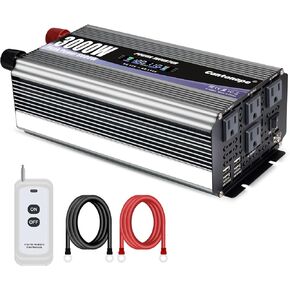 5000W Power Inverter 12V to 110V DC to AC with LCD Display, Remote Controller and 4 x AC Outlets Car Adapter for Car Truck Boat RV Off Grid Solar System