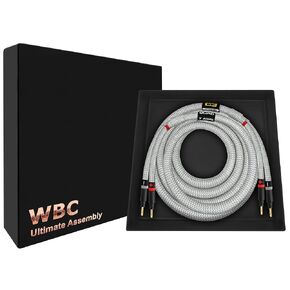 WORLDS BEST CABLES 3 Foot Ultimate - 7 AWG - Ultra-Pure OFC - Premium Audiophile HiFi Single Speaker Cable for Center Channel with Eminence Gold Banana Plugs & Silver Tweed Jacket