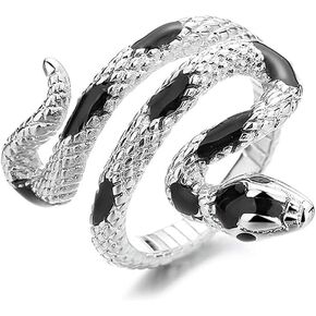 HAIXIAN Spiral Snake Womens Ring,Open Punk Gothic Cocktail Party Wrap Twist Snake S925 Sterling Silver Ring Jewelry for Women in Kuwait