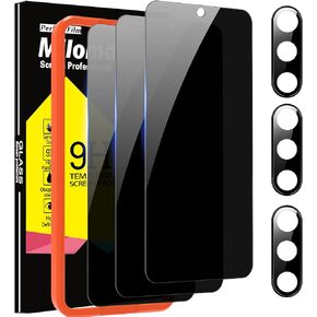 Milomdoi [3+3 Pack] for Samsung Galaxy S23 Privacy Screen Protector Tempered Glass Accessories 3 Pack Privacy Screen Samsung Galaxy S23 5G 3 Pack camera Lens Protector Case fingerprint Suitable