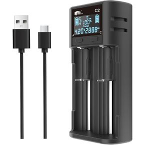 IMREN 18650 Battery Charger, Smart Universal Fast 21700 Charger LCD Display for Rechargeable Batteries Ni-MH Ni-CD AA AAA C Li-ion LiFePO4 IMR 18650 18350 18500 20700 21700 26650 - Includes Car Adap