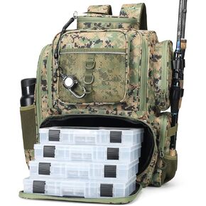 Tackle Box Backpack 42L Waterproof Fishing Backpack with Rod Holders Tackle Bag Storage Fishing Gear