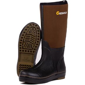 Ultra-Light Waterproof Rubber Boots for Men and Women - Durable Construction with 6mm Neoprene Insulation for Versatile All-Season Use in Hunting, Fishing, Work and Garden Size 5 to 14