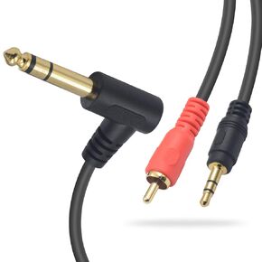 Poyiccot 1/4 inch to RCA Adapter & 1/4 inch to 3.5mm Adapter Stereo Audio Y Splitter Cable Support 6.35mm to RCA & 6.35mm to 3.5mm Multi Plug for Guitar, Microphone, iPod, Laptop, Home Theater, 1.5ft