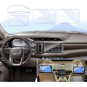 4PCS 2024 2023 GMC Yukon (XL) Denali/Denali Ultimate Compatible with 2024 2023 2022 GMC Yukon Navigation 10.2Inch & Dual 12.6Inch Rear-Seat TV Entertainment Dashboard 12.3Inch Screen Protector