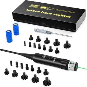 Universal Green Laser Bore Sighter Kit for .17 to 12GA Caliber Rifle, Pistols, Handgun, Laser Bore Sight Kit with 2 Sets of The Batteries