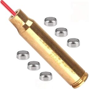 8MM Red Dot Laser Bore Sight Cartridge 7.92X57mm Red Dot Laser Boresighter with 2 Sets of Batteries