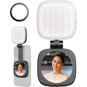 SmallRig Magnetic Selfie Light for iPhone, Phone Light with a Mirror, Instant Attachment for MagSafe, for Selfies, Video Conference, Vibe P48 Black - 4656