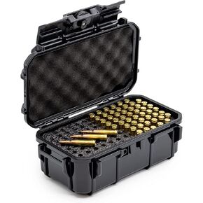 Evergreen 100 Rifle Round Ammo/Bullet Locking Storage Case - Waterproof Universal Ammo Can & Protective Case - Travel Safe/Mil Spec/USA Made - for storing 223 5.56 (57 Black, Rifle)