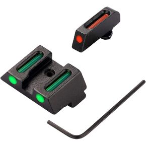 No-Tritium Fiber Optic Sights for Glock 17, 17L, 19, 22, 23, 24, 26, 27, 33, 34, 35, 38, 39 - Red/Green Dot Fiber Optic Sights for Glock