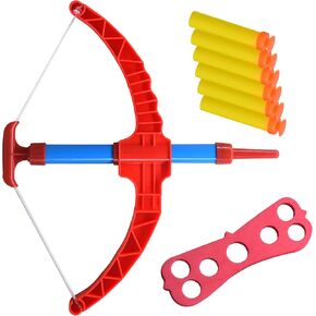 ArtCreativity Red Super Bow & Arrow Shooter Set, Includes Air-Powered Bow, Barrel, Six Soft Foam Darts, Comes in Blister Card Packaging, Sports Toy for Kids