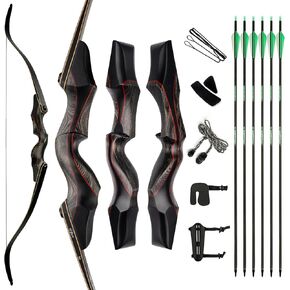 deerseeker الرماية 60 بوصة انهاء الخدمة القوس والسهم مجموعة الصيد Longbow عدة مغلفة الأطراف اليد اليمنى واليد اليسرى 25-60lbs للبالغين القوس ممارسة الرماية