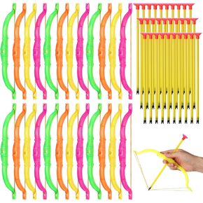 30 Pieces Kids Bow and Arrow Sets Funny Bow and Arrow Shooter Set Plastic Archery Set Bow and Arrow Toy for Target Outdoor Game Sport Boys Girls Party Favors Gifts, 5 Colors