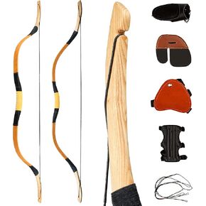 PMZ Archery Recurve Bow Set, 54" High-Performance Horse Bow for Hunting, Right Left Hand Traditional Turkish Bow for Youth Adults Beginners to Advanced Outdoor Practice & Hunting, 20-50 lbs