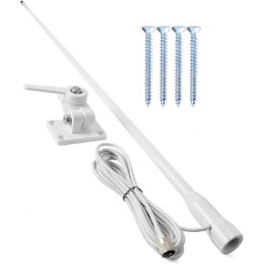 Marine Radios Antenna for Boat, Marine VHF Antenna for Horizon Icom Cobra Radios, 7meters RG-58U Cable, Adjustable Ratchet, Nails