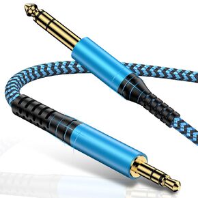 1/8 to 1/4 Audio Cable, 3.5mm to 6.35mm Stereo Cable Aux Male Cord Nylon Braided Cable 6FT for iPod, Guitar, Laptop, Mixing Console, Home Theater Devices, Speaker, Amplifier，Sound Card, Receiver