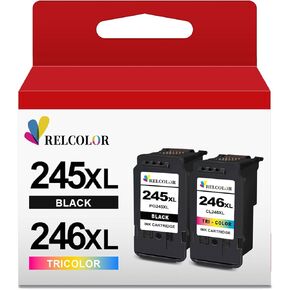 Compatible Ink Cartridge Replacement for Canon 245XL 246XL (Black Color 2 Pack) 245 246 XL PG245 CL246 MX490 MG2522 MX492 TR4520 TR4500 MG2520 TS3300 TS3322 MG2525 TR4522 TS3100 TS3122 TS3320