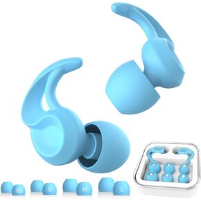 Ear Plugs for Noise Reduction, VIGOROAD 4 Sizes Silicone Ear Tips in XS/S/M/L, Reusable Soft Comfortable Earplugs for Sleeping, Concerts, Motorcycle, Work and Hearing Protection