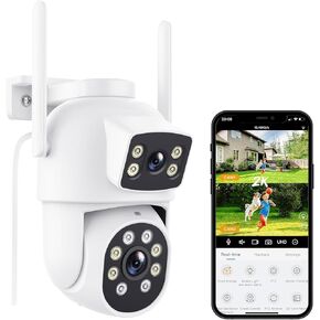 Security Camera Outdoor with Dual Lens, 2.5K/6MP Outdoor Cameras for Home Security with Auto Tracking, Human Detection, 30m Color Night Vision, Two-Way Audio, IP66