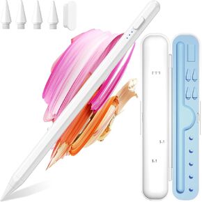 aMZCaSE Stylus Pen for iPad 9th&10th Generation,2X Fast Charge,Storage Case,Pressure Sensitivity&Palm Rejection Pencil for iPad 10/9/8/7/6th Gen,iPad Pro 11"/12.9"/M4,iPad Air 3/4/5/M2,iPad Mini 5/6