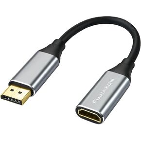 DisplayPort 1.4 to HDMI 2.1 Adapter Cable 0.65FT,Support 8K@60Hz 4K@120Hz Directional Compatible with DisplayPort PC and HDMI Displays Tvs (Type-HDF)
