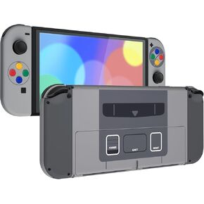 eXtremeRate DIY Full Set Shell Buttons for Nintendo Switch OLED, Replacement Console Back Plate & Kickstand, Custom Housing for Nintendo Switch OLED JoyCon Controller - Classic SwitchCube Style